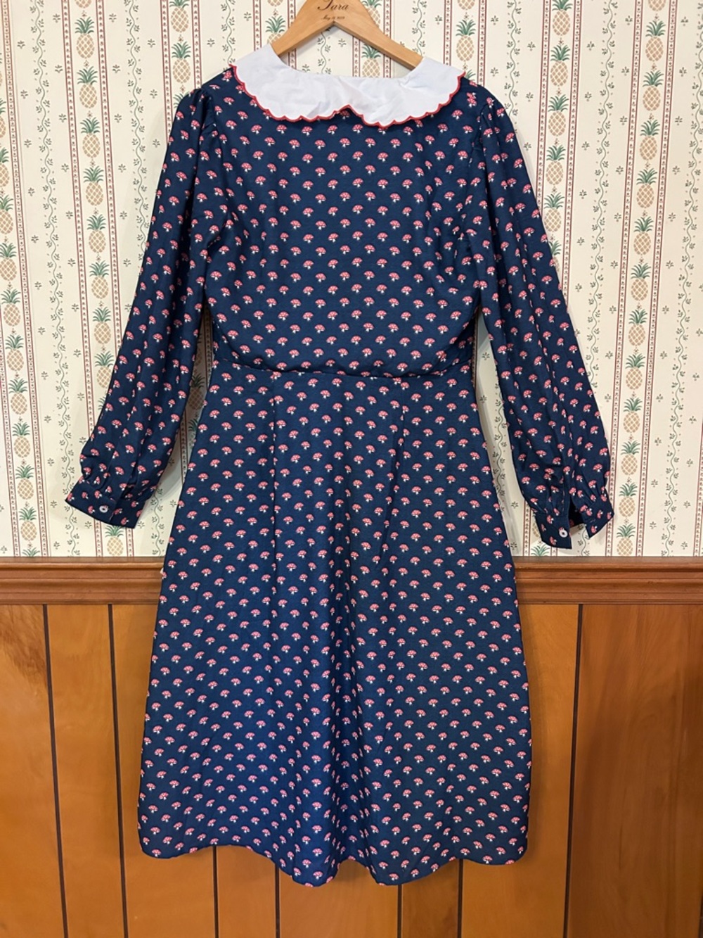 Mushroom Print Midi Dress Women Embroidered Statement Collar Teacher Office
Y - Picture 4 of 16
